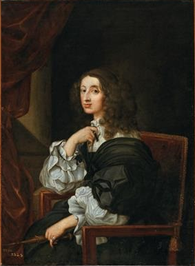 Portrait of Christina, Queen of Sweden (1626–1689), half-length, seated, holding a scepter - Sebastien Bourdon