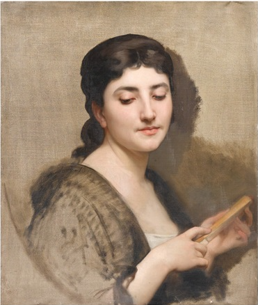 A Young Woman with a Fan - Адольф Вільям Бугро