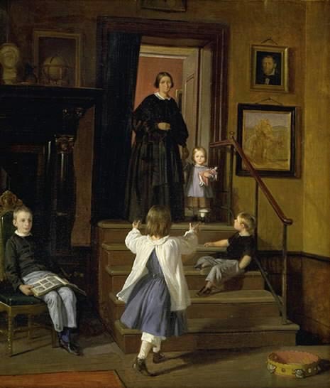 The artist's wife and children in the studio at Charlottenborg, 1861 - 1862 - Wilhelm Marstrand