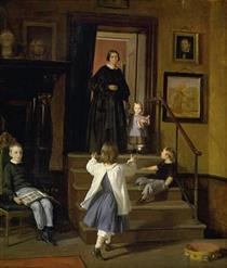 The artist's wife and children in the studio at Charlottenborg - Vilhelm Marstrand
