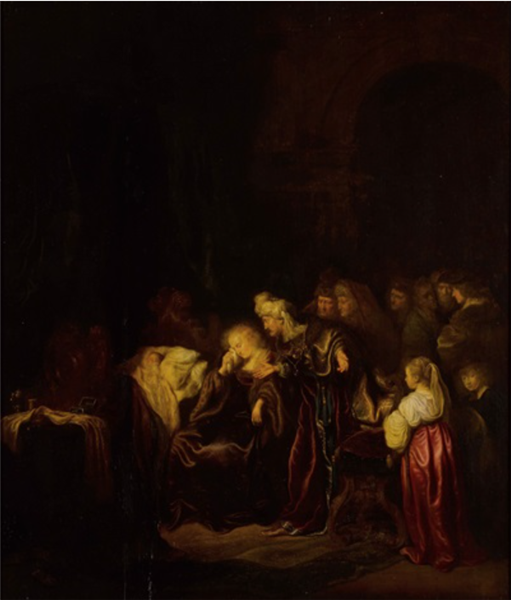 David and Bathsheba mourning their dead son - Salomon Koninck