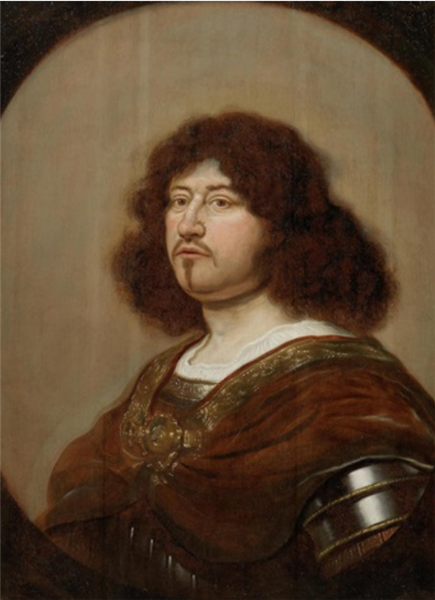 Portrait of gentleman, bust-length, in armour, within a painted oval - Salomon Koninck