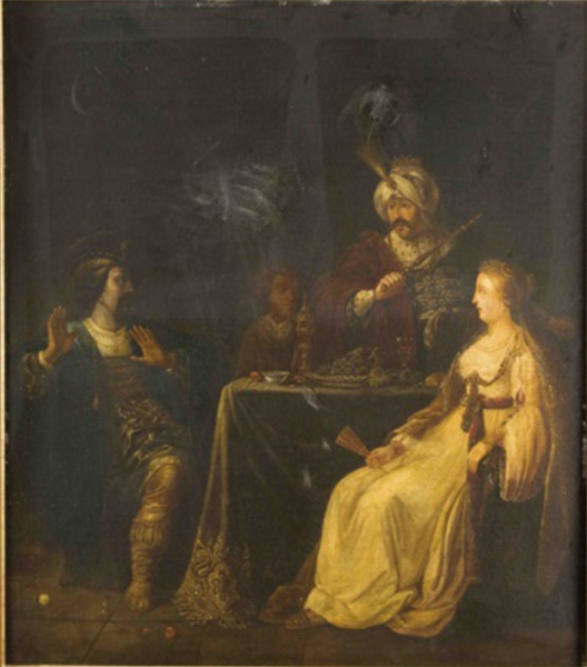 Ahasuer and Haman at the banquet of Esther - Salomon Koninck
