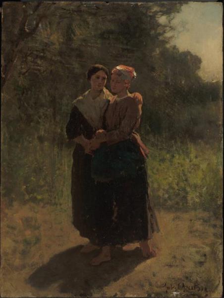 Landscape with Figures (Two peasant women) - Jules Breton