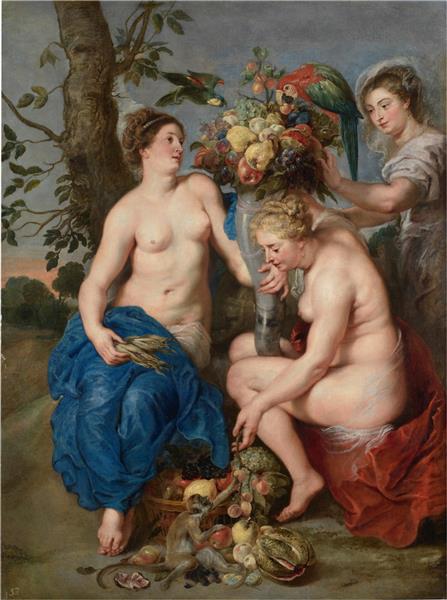 Three Nymphs with the Horn of Plety, 1615 - 1617 - Пітер Пауль Рубенс