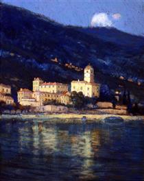 Nocturne - City by the Shoreline, Bellagio, Lake Como, Italy - Charles Warren Eaton