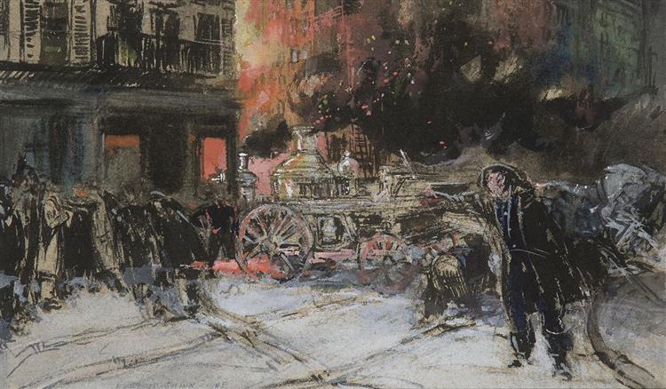 Fire on Mott Street, 1902 - Эверетт Шинн