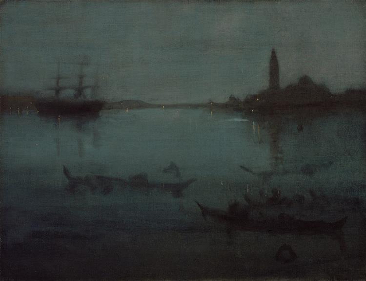Nocturne in Blue and Silver: The Lagoon, Venice, c.1879 - 1880 - 惠斯勒