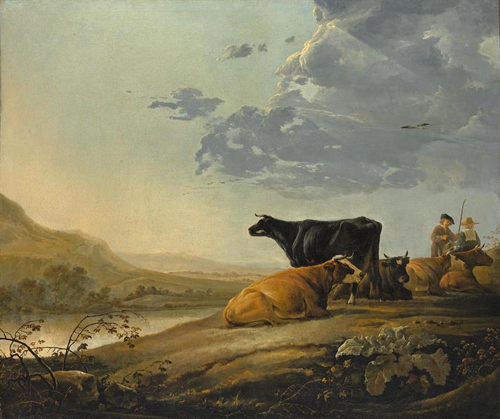Young Herdsmen with Cows - Альберт Кёйп