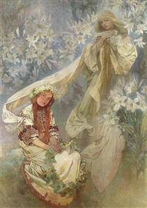 Madonna of the Lilies - Alphonse Mucha