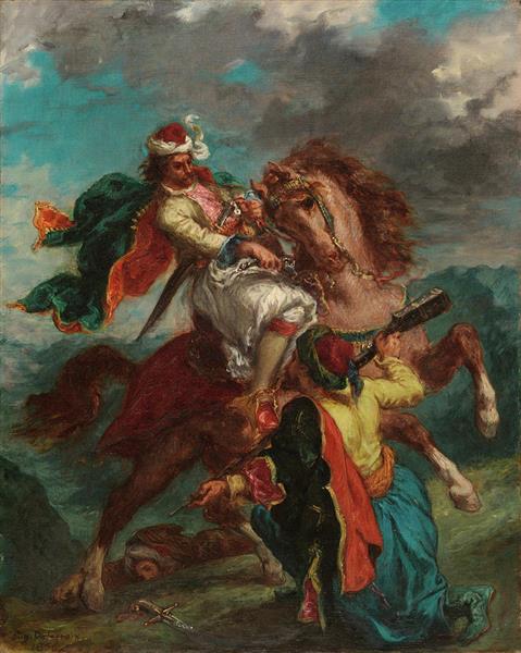 A Turk Surrenders to a Greek Horseman - Ежен Делакруа