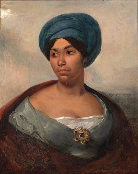Portrait of a Woman in a Blue Turban, 1827 - 1828 - Eugene Delacroix