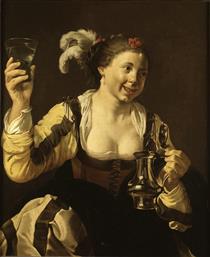 A Girl Holding a Glass. Taste - Hendrick Terbrugghen