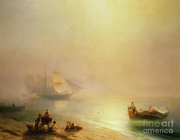 Fisherfolk on the Seashore the Bay of Naples - Iván Aivazovski