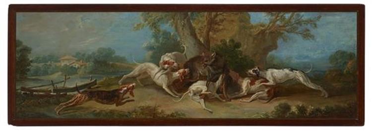 Hounds attacking a wolf - Jean-Baptiste Oudry