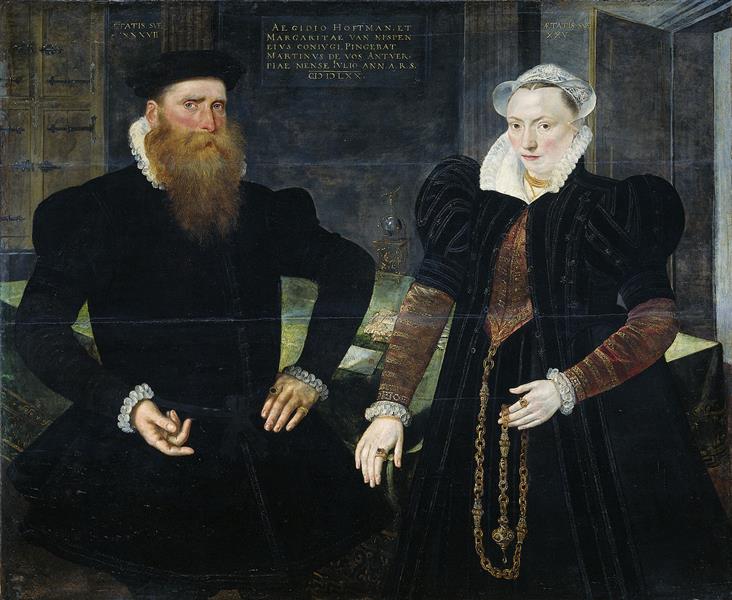 Portrait of Gillis Hooftman, Shipowner, and His Wife Margaretha Van Nispen, 1570 - Marten de Vos