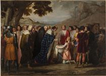 Saint Louis Receiving The Holy Crown From Baldwin II - Rafael Tegeo