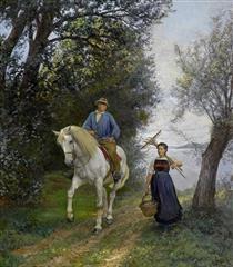Rider and Farmer's Wife at the Lake - Rudolf Koller