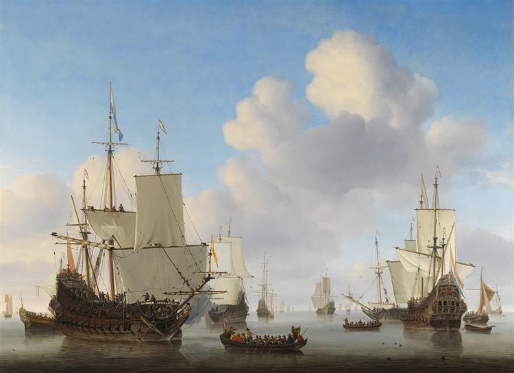 Dutch Ships in a Calm Sea, c.1665 - Willem van de Velde the Younger