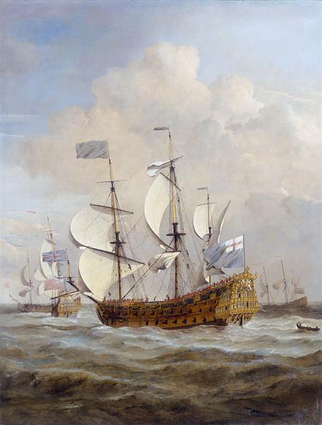 HMS St Andrew at sea in a moderate breeze, c.1673 - Willem van de Velde the Younger