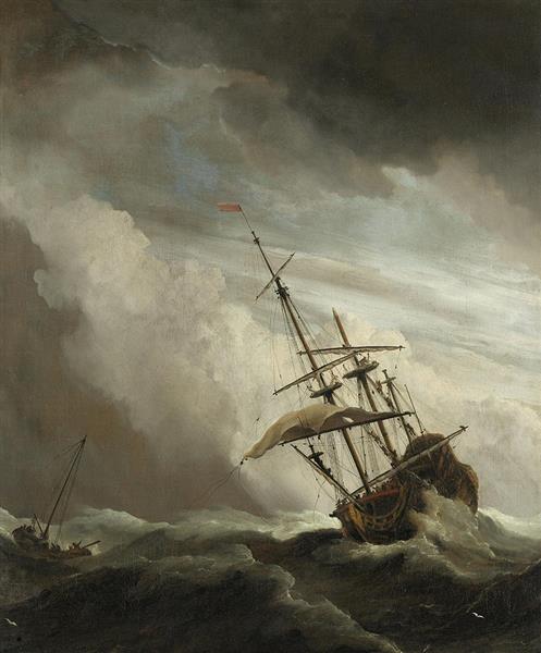A Ship on the High Seas caught by a Squall - Willem van de Velde the Younger