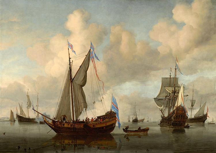 The English royal yacht Mary about to fire a salute - Willem van de Velde the Younger