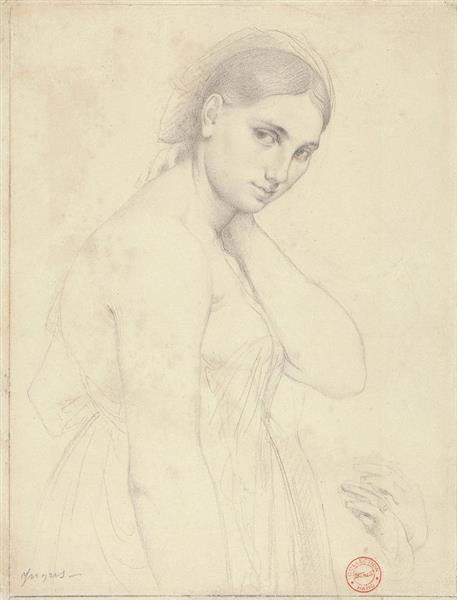 Study for Raphael and the Fornarina - Jean Auguste Dominique Ingres