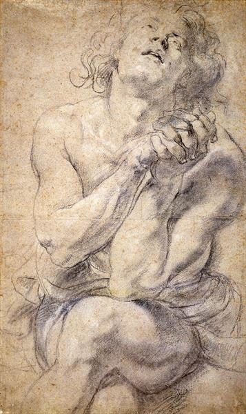 Seated Male Youth Study for Daniel - Pierre Paul Rubens