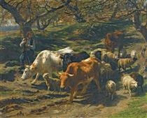 A Shepherd With His Flock - Rosa Bonheur