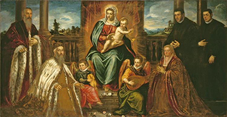 Doge Alvise Mocenigo and Family before the Madonna and Child - Tintoretto