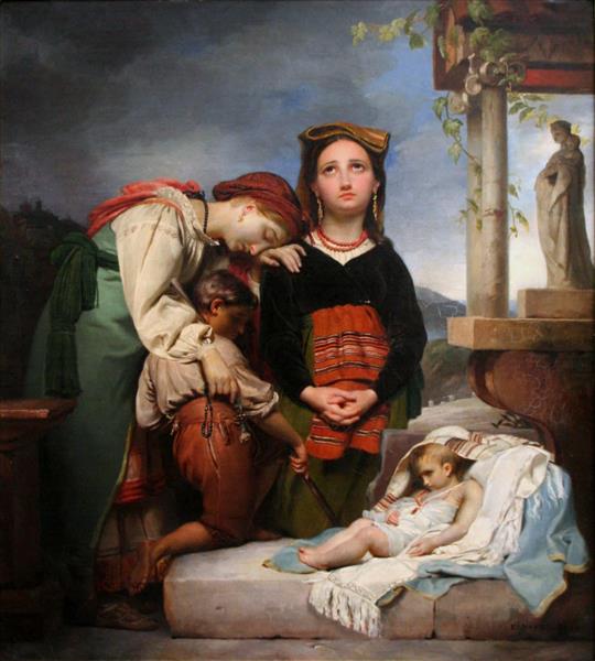 The sick child, 1844 - Франсуа-Жозеф Навез