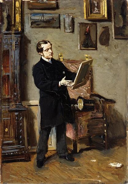 Self-portrait while looking at a painting, 1865 - Giovanni Boldini