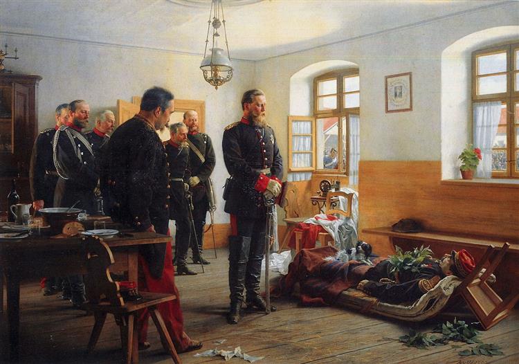 Crown Prince Frederick Wilhelm Contemplating the Corpse of French General Abel Douay - Anton von Werner