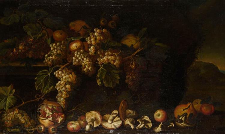Großes Früchtestillleben mit Pilzen - Giovanni Battista Ruoppolo