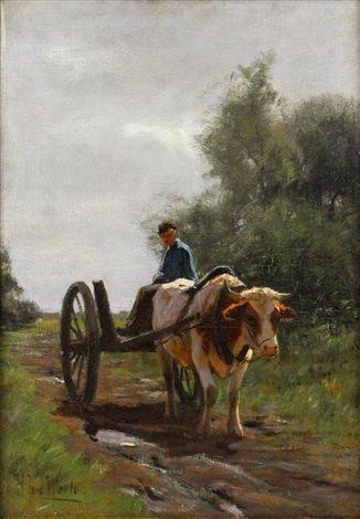 MAN IN AN OX CART - Herman Johannes van der Weele