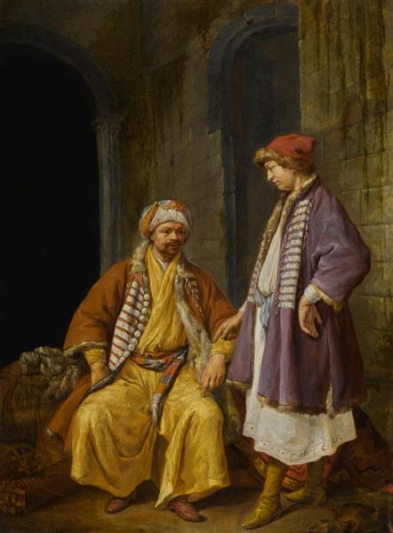 Two Turkish merchants conversing - Jacob Toorenvliet
