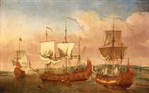 The 'Peregrine' and Other Royal Yachts off Greenwich, c.1710 - Jan Griffier I