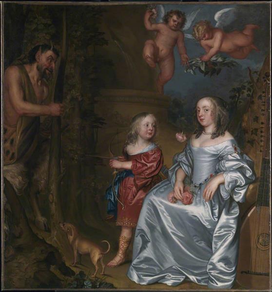 Portrait of a Lady and a Boy, with Pan - John Hayls