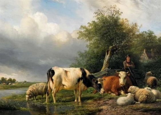 Grazing Cattle by the River - Julius van de Sande Bakhuyzen