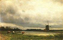 Holländische Landschaft - Julius van de Sande Bakhuyzen