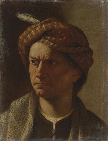 PORTRAIT OF A MAN, HEAD AND SHOULDERS, WEARING A TURBAN - Pietro Paolini