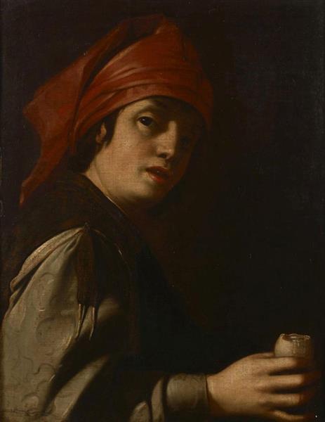 Jeune garçon tenant un oeuf ouvert - Pietro Paolini