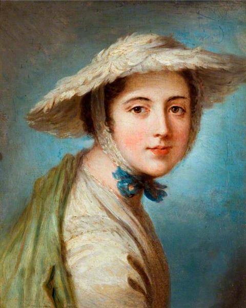 Head of a Girl Wearing a White Hat - William Hoare