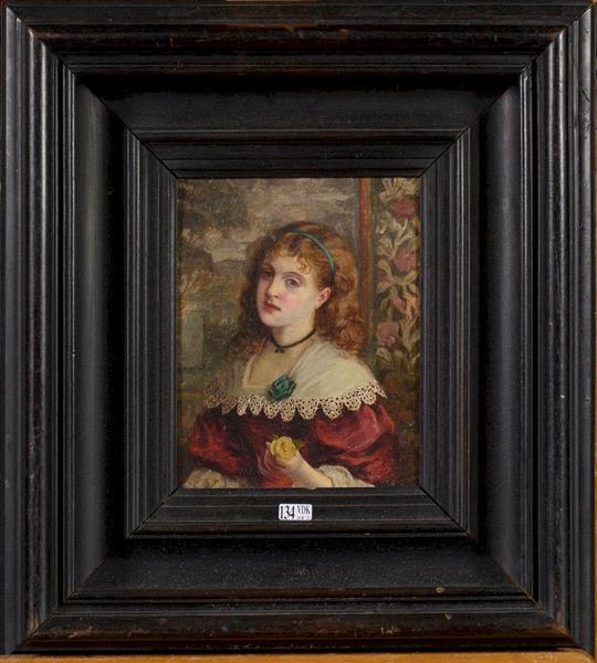 Portrait d'une jeune fille à la rose jaune - William Maw Egley