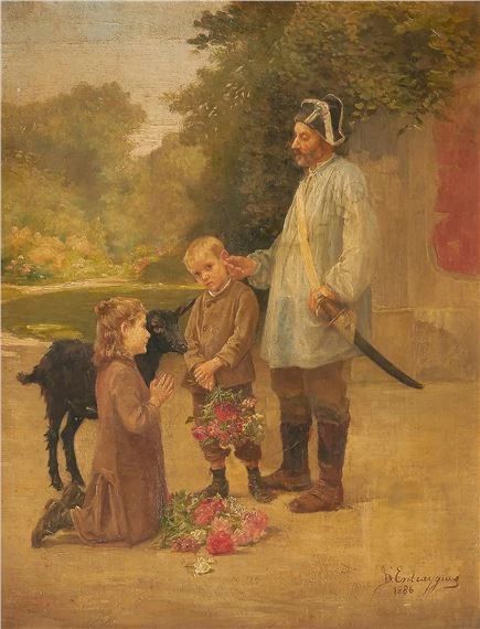 Collecting flowers - Charles Bertrand d' Entraygues
