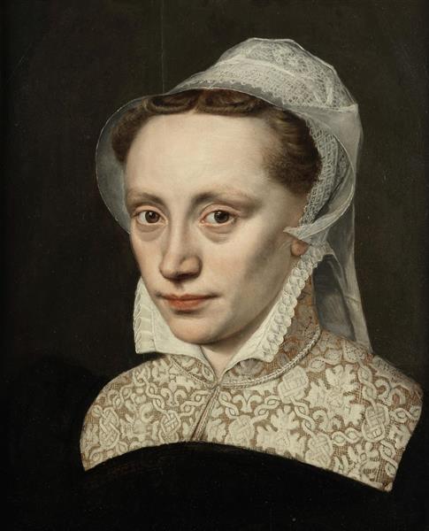 Portrait of a lady, bust-length, in black costume with a white lace collar and headdress - Frans Pourbus the Elder