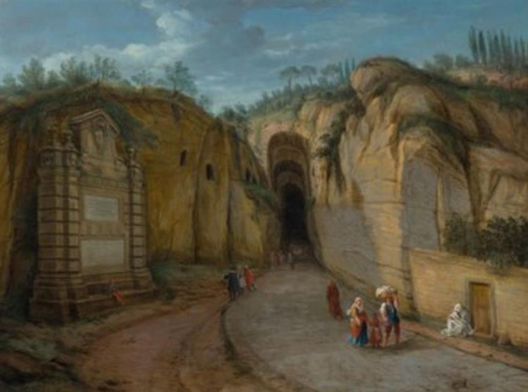 View of the Grotto of Pozzuoli, Naples, with Virgil's Tomb - Gaspar van Wittel
