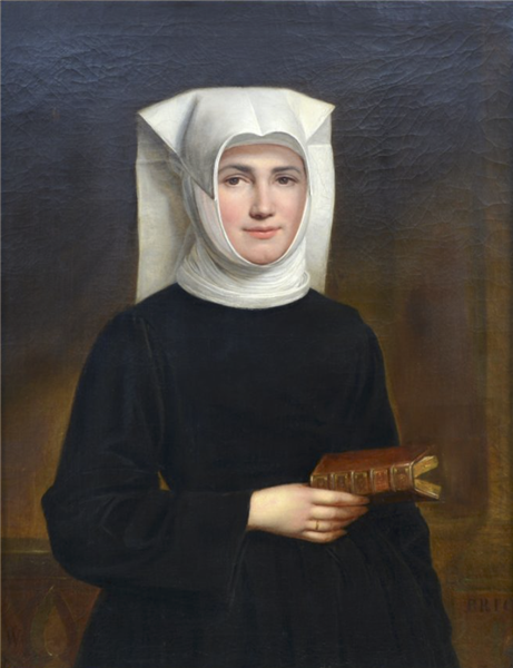 Portrait of a nun holding a book - Ignace Brice