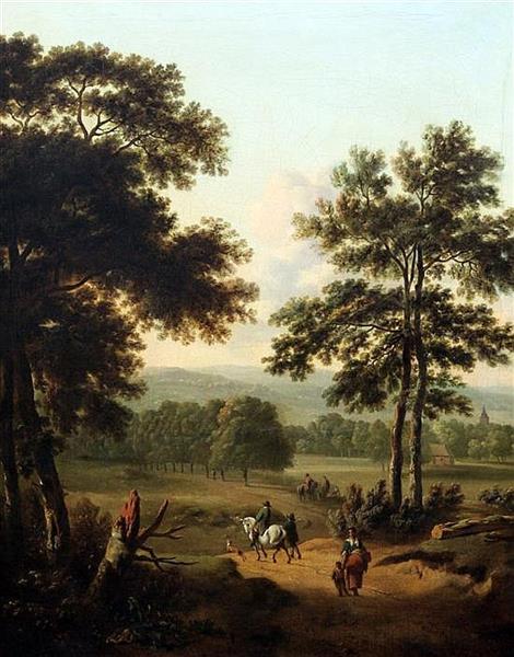 Travellers in a wooded landscape - Isaac de Moucheron