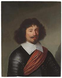 Portrait of an officer, half-length, in armor, with a red sash - Jacob Gerritsz Cuyp